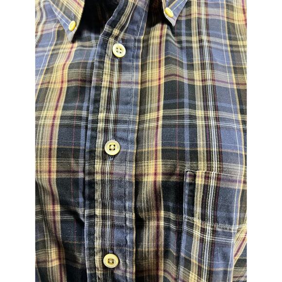 Burberry London Mens Shirt Blue Tan Plaid Xlarge - Picture 2 of 7